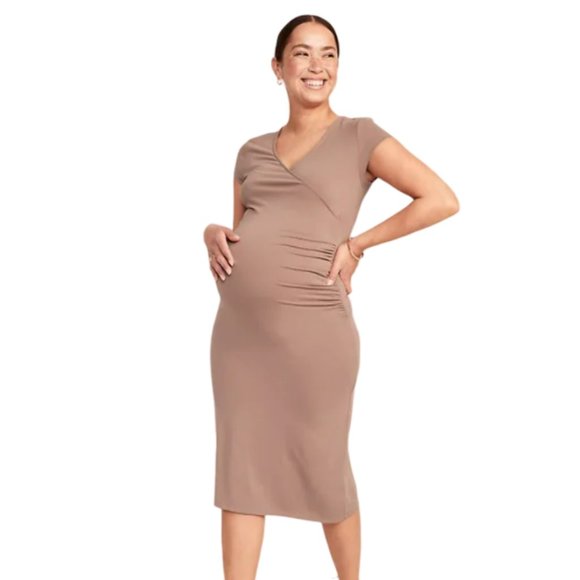 Old Navy Dresses & Skirts - Old Navy Maternity Fitted Sleeveless Square-Neck Rib-Knit Midi Dress in Cream S